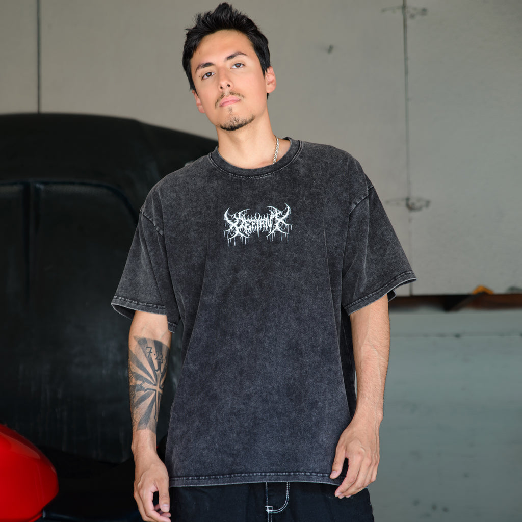 "DEFIANT" Snow Washed Oversized Cotton T-Shirt