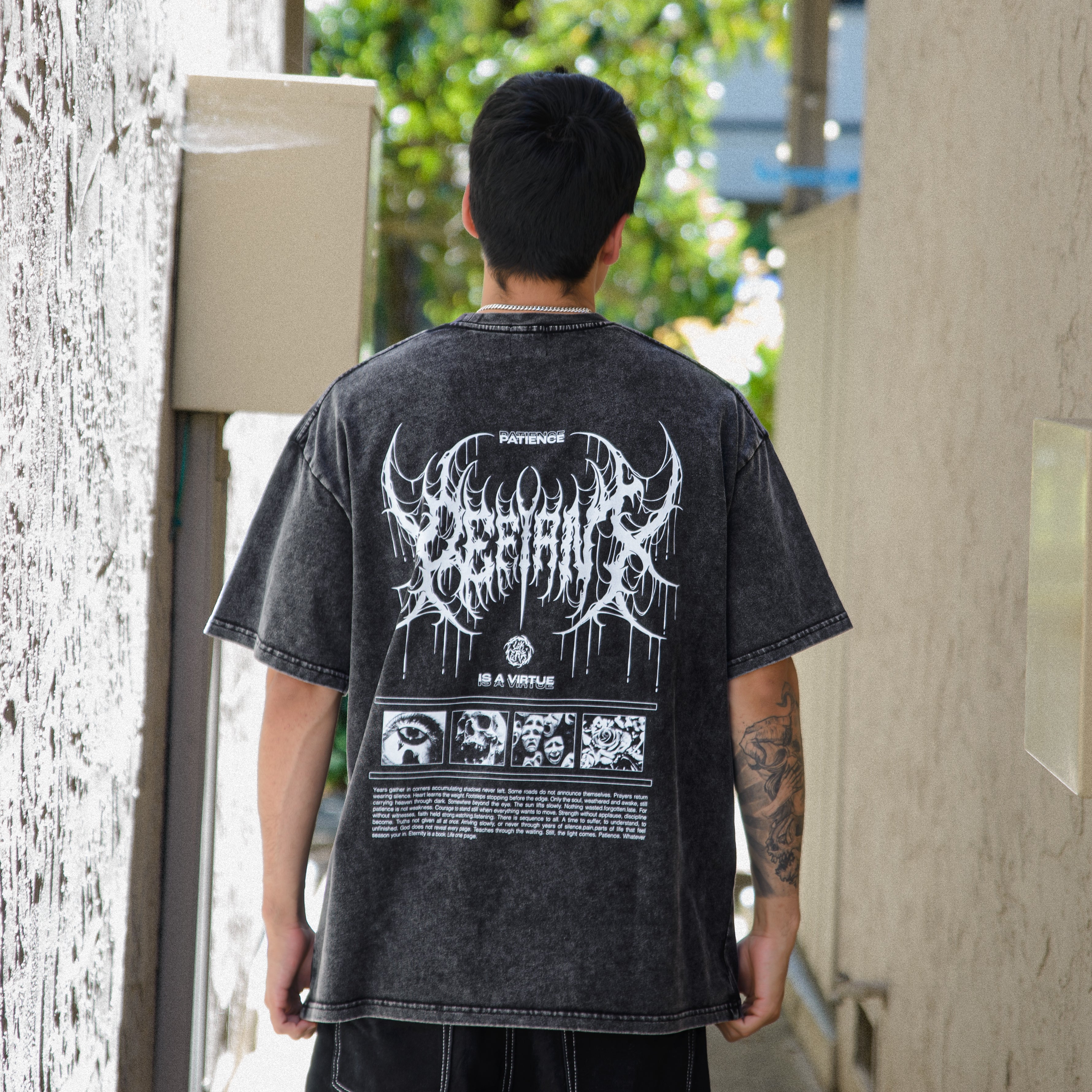 "DEFIANT" Snow Washed Oversized Cotton T-Shirt