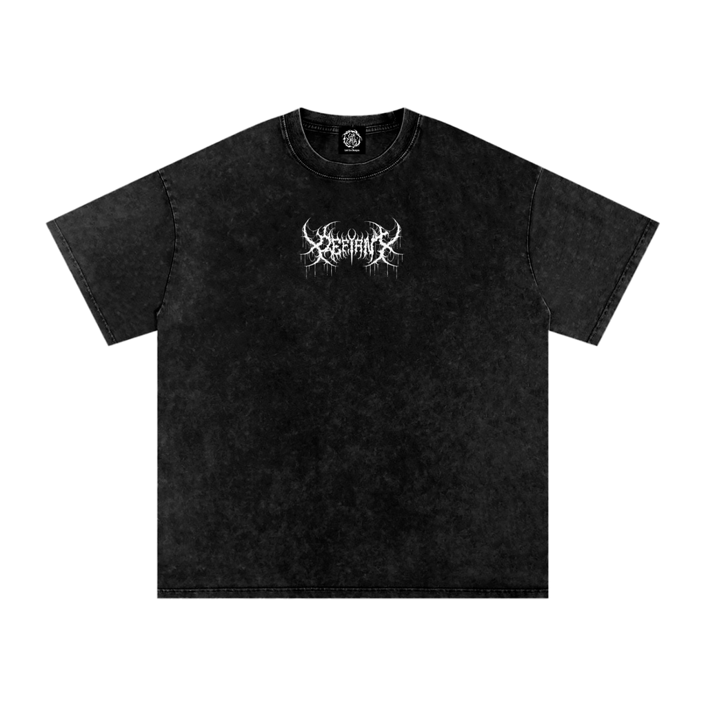 "DEFIANT" Snow Washed Oversized Cotton T-Shirt