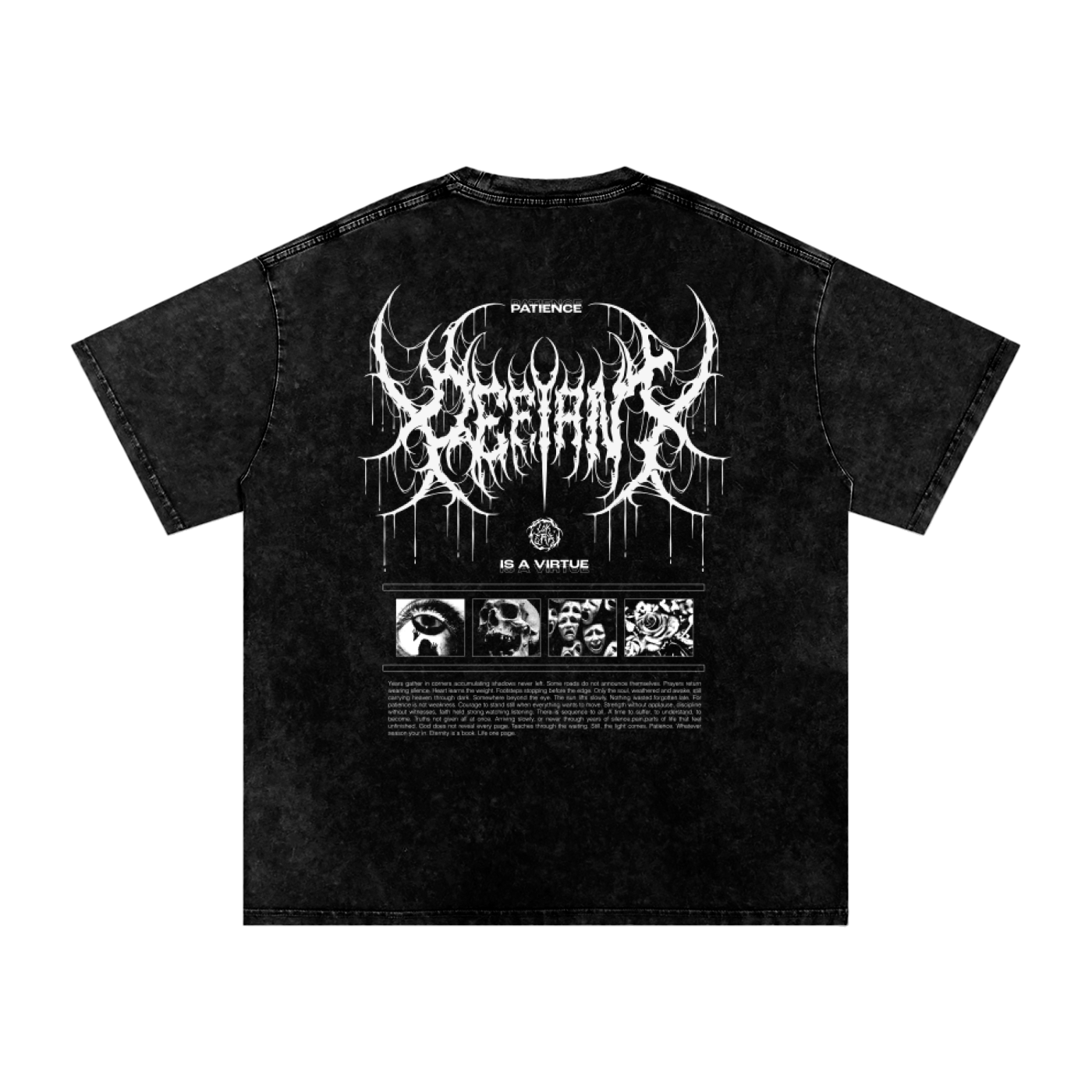 "DEFIANT" Snow Washed Oversized Cotton T-Shirt