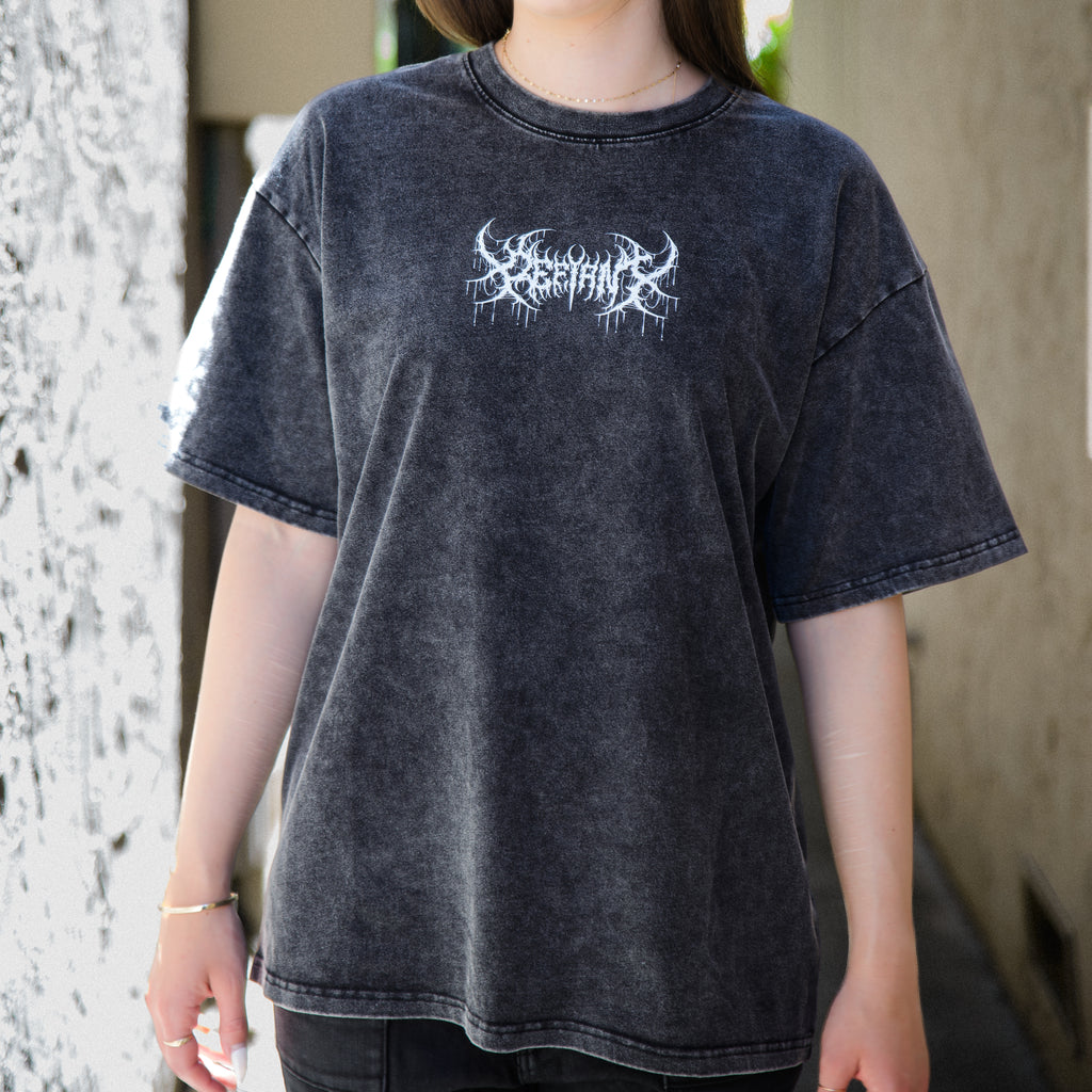 "DEFIANT" Snow Washed Oversized Cotton T-Shirt
