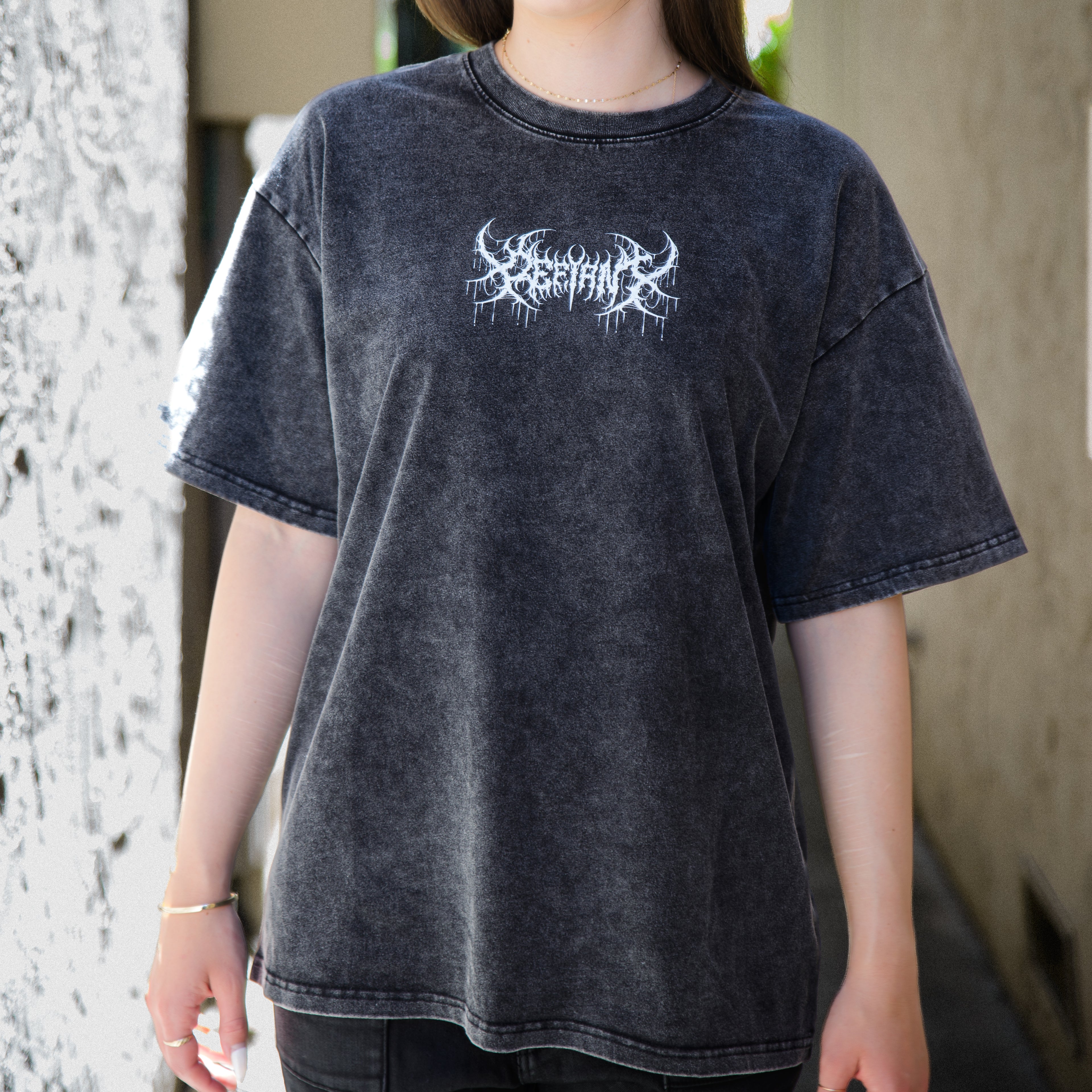 "DEFIANT" Snow Washed Oversized Cotton T-Shirt